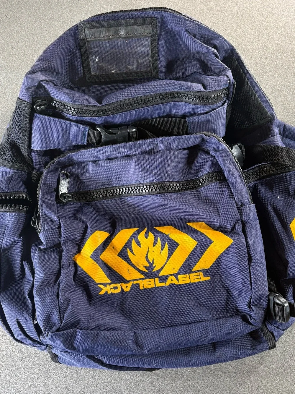 Vintage Black Label Skateboarding Backpack Y2K Navy Blue